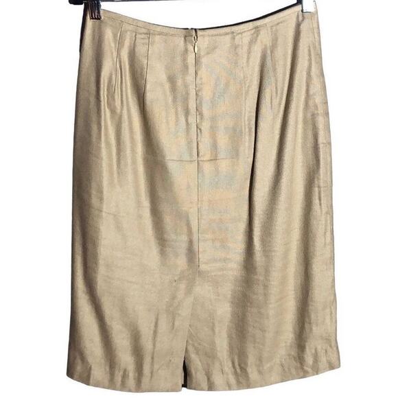 Calvin Klein Linen Pencil Skirt Size 2 Khaki Tan Workwear Minimalist Classic - Picture 2 of 12
